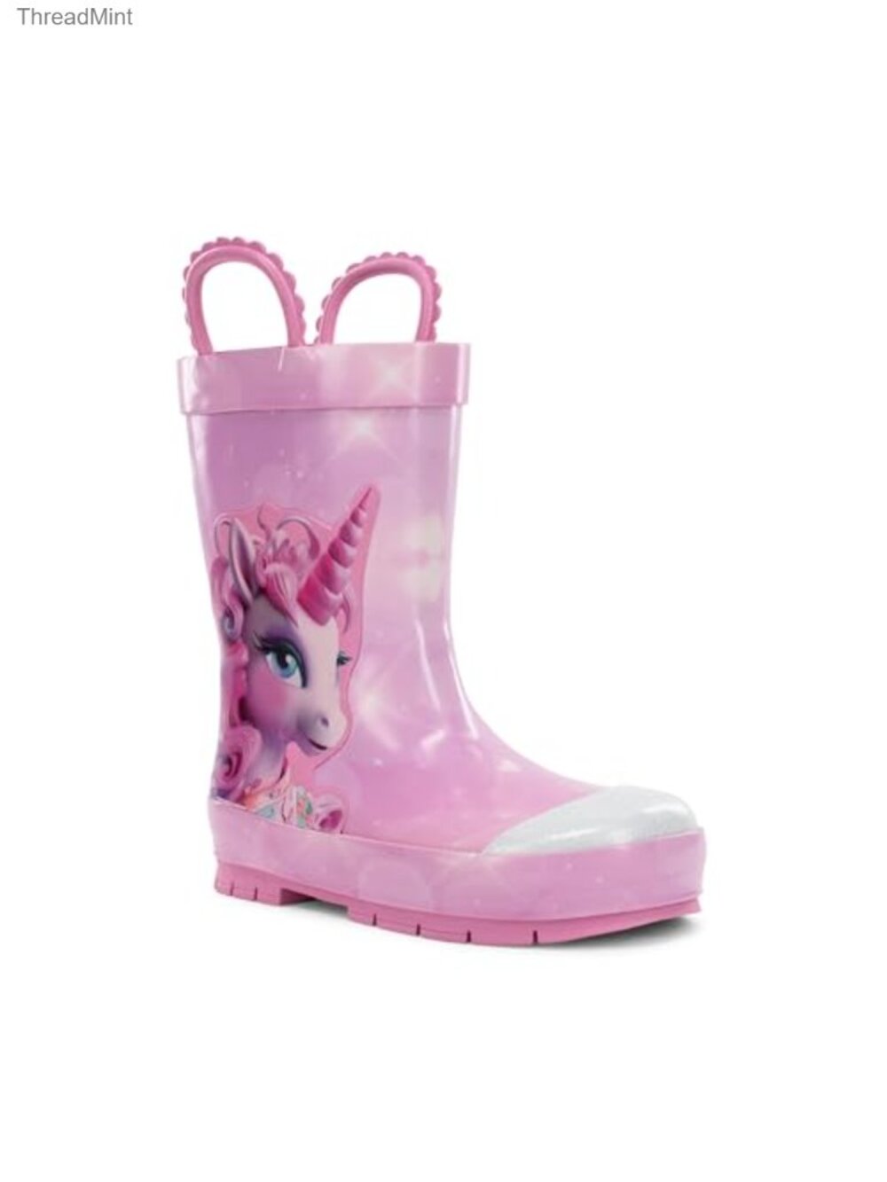 Kids Waterproof Rain Boots with Glitter Details - Pull-On Rubber Boots for Boys